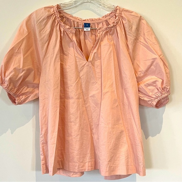 Old Navy Puff Sleeve Split Neck Swing Blouse Top Shirt. Women’s XS Bamboo Pink - Picture 8 of 8